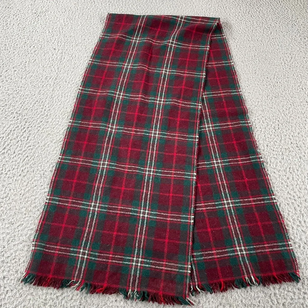 Vintage Pendleton Virgin Wool Plaid Scarf Quiet Luxury‎ Academia Red Old Money